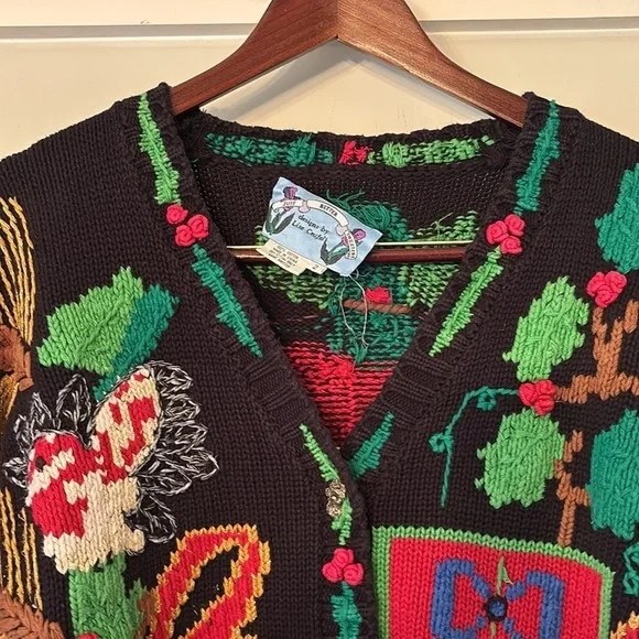 Y2K Vintage Ugly Christmas Sweater Knit Graphic Santa Handmade 2X Holiday - Picture 8 of 11